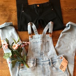 H&M Girls overalls and Black skinny jeans
